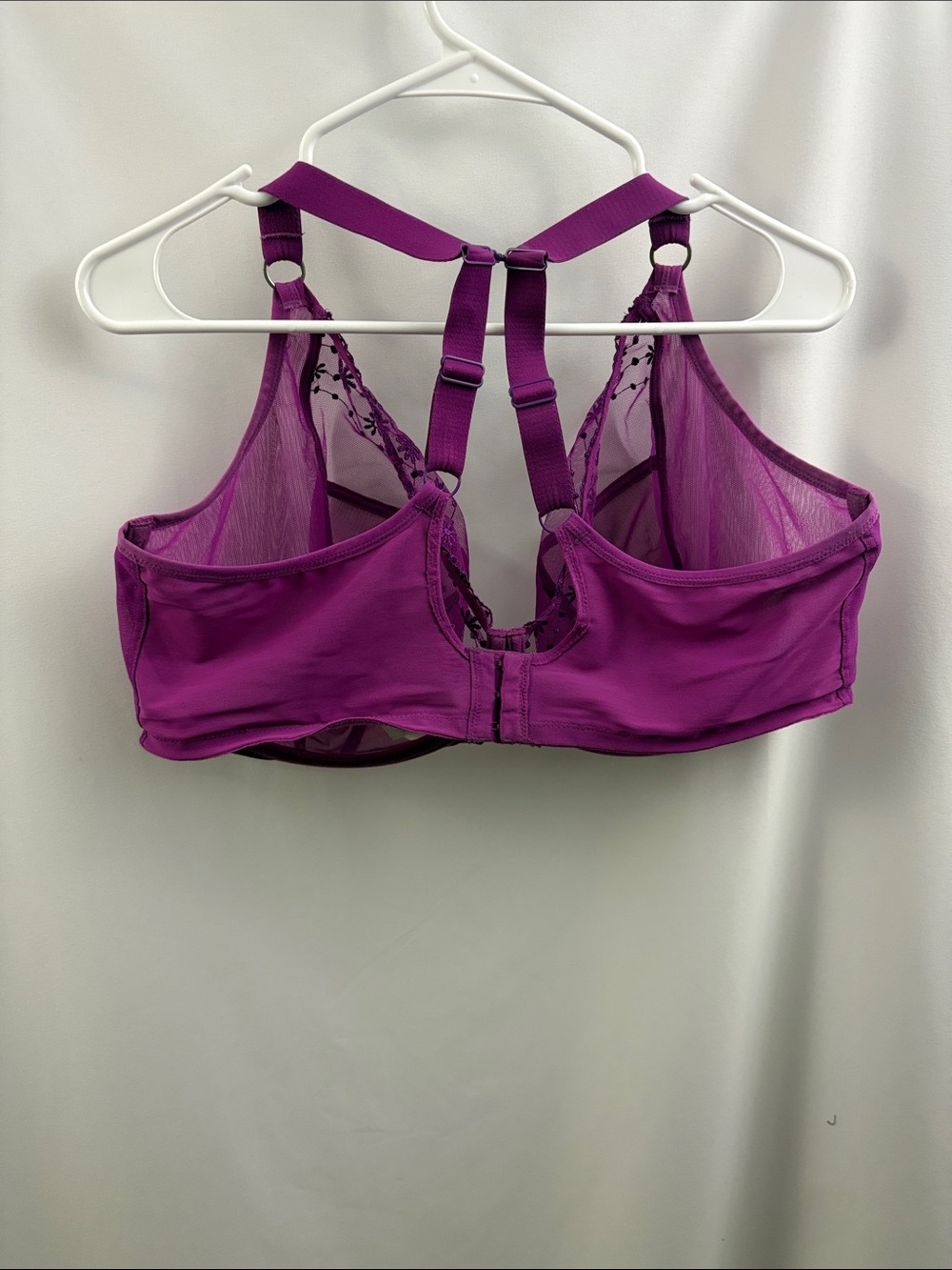 Elomi Womens Matilda Underwire Bra Size 42K US Purple Lace Sheer Floral Plunge - Picture 5 of 7